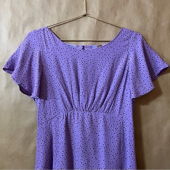 Free People | Tootsie Mini Dress Empire Waist Flutter Sleeve Purple Size 2 - Picture 4 of 13